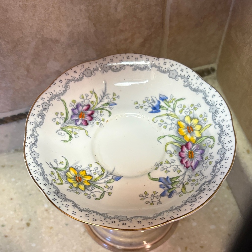 Upcycled Floral Pedestal Candle Holder - Picture 2 of 3